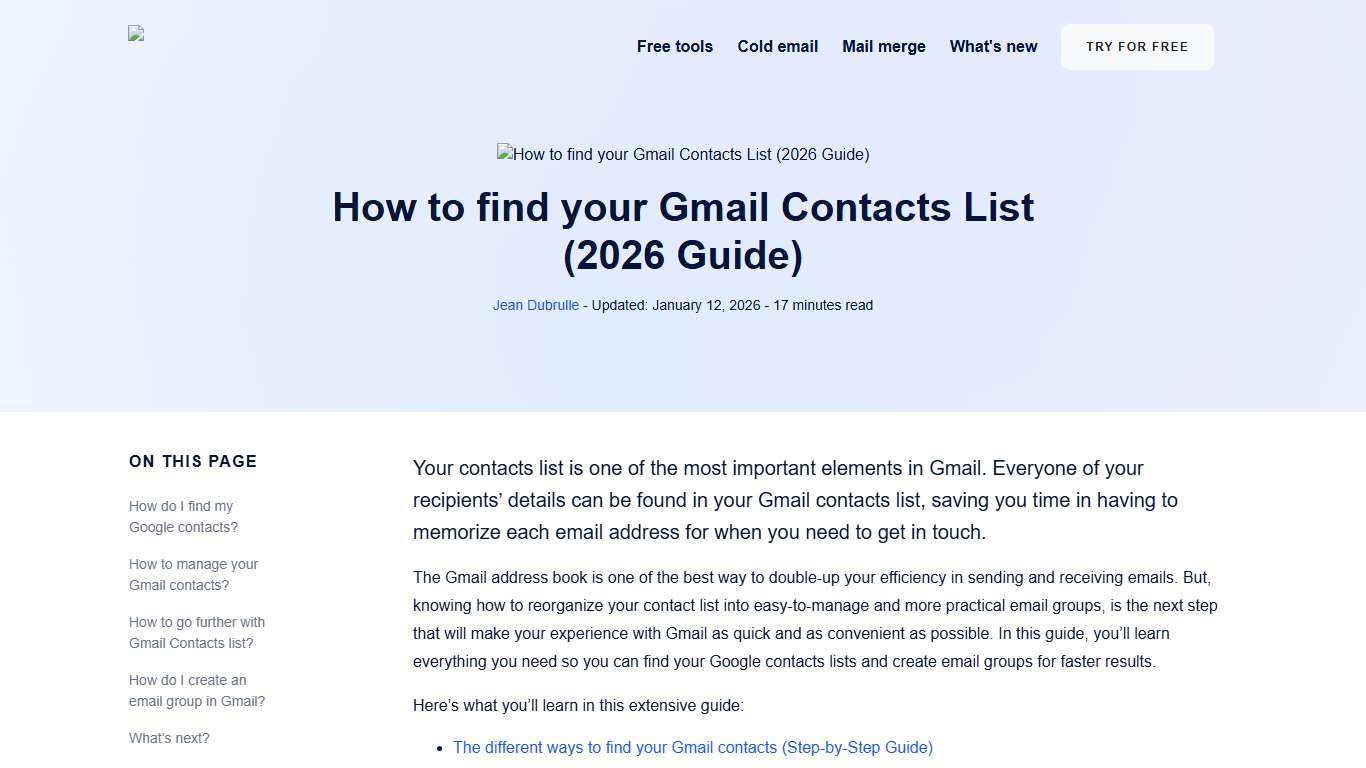 How to find your Gmail Contacts List (2026 Guide)